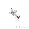 BUTTERFLY CZ STONE TOP PUSHIN (THREADLESS) 316L SURGICAL STEEL LABRET SET